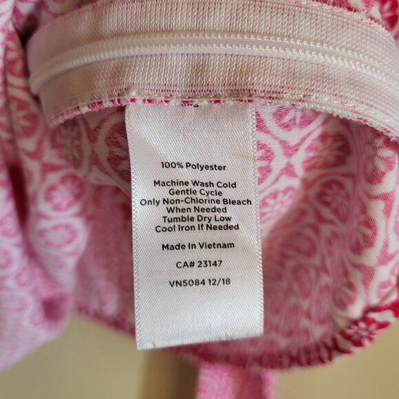 Talbots Boho Top Women's 2X Pink White Tie Waist Short Sleeve Zip Side Career - Picture 8 of 8